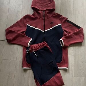 Nike Red And Blue Tech Fleece Tracksuit